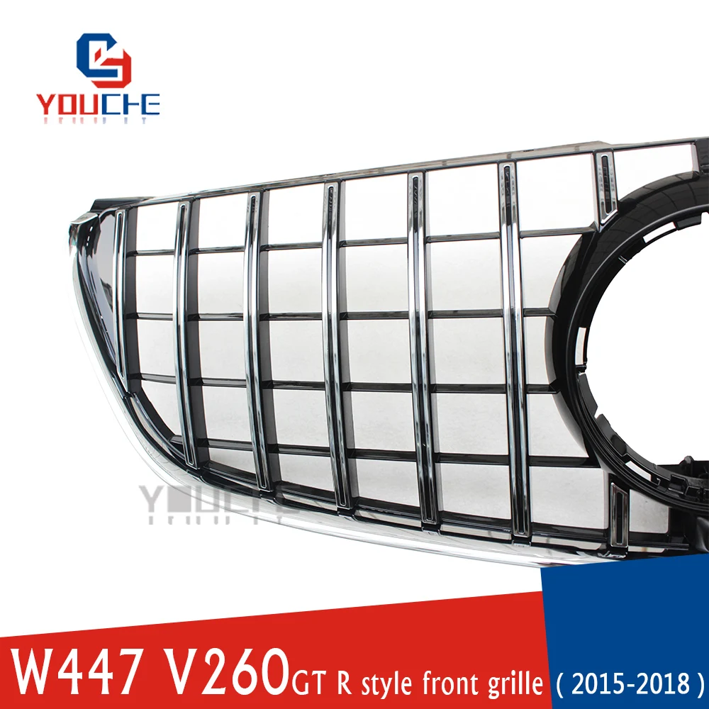 Передний бампер GTR W447 GT решетка для Mercedes V class V260 AMG line Vito из серебристого АБС