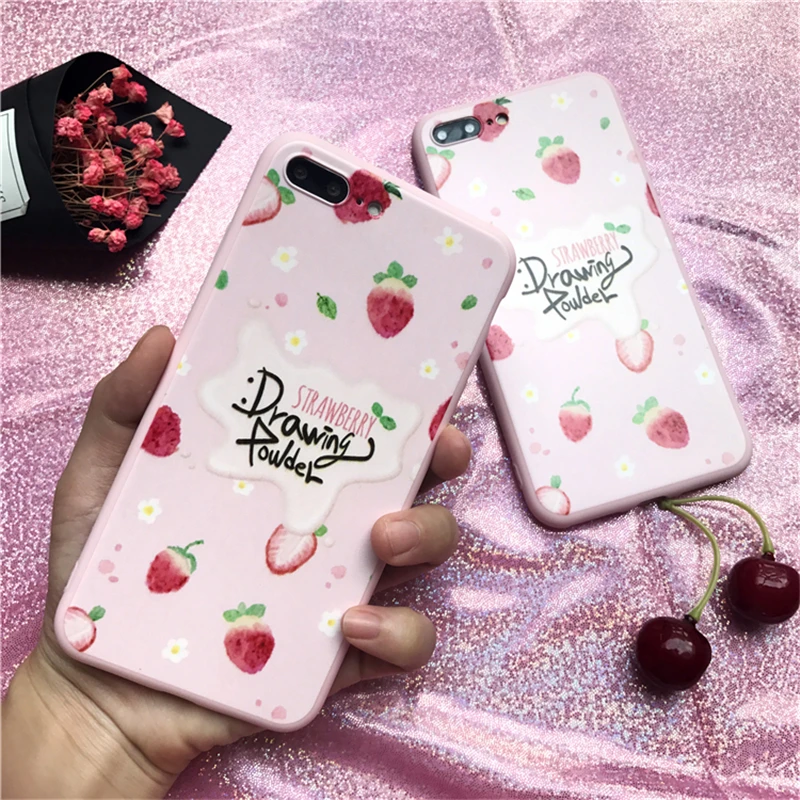 Fashion Pink Strawberry watermelon Case For iPhone 5 S SE 6 6S Plus Soft high quality Girl X 7 8 shel |
