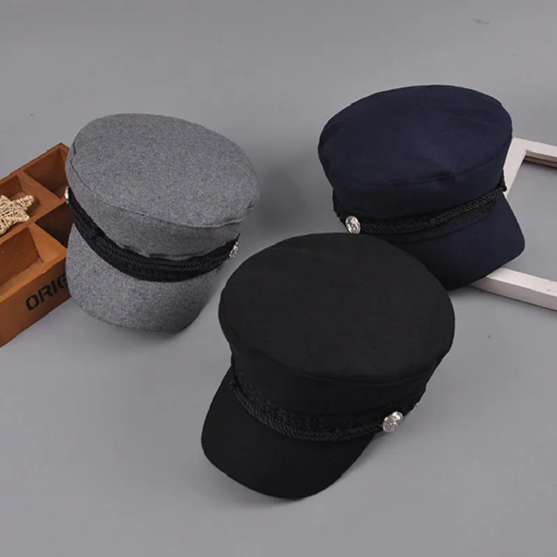Который в душ теплая шерсть зимние военная шляпа для Женская мода плоская крышка одноцветное пустой армии соломенная шляпа женские винтажные casquette