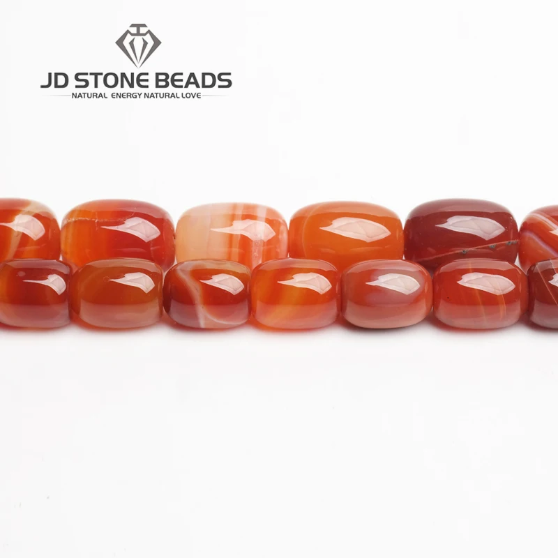 

JD Stone Beads Free Shipping Red Strip Agate Drum Barrel Shape Beads Semi-Finished Handmade Bracelet Beads Accessory