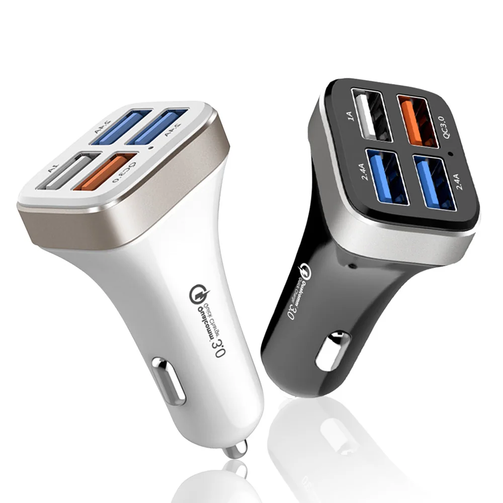 4 USB порта автомобильное зарядное устройство 2.4A QC3.0 Быстрая Зарядка адаптер для