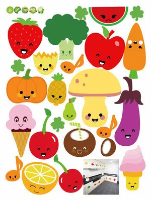 New product Cartoon fruit character kitchen refrigerator creative DIY wall stickers on the wall New product Cartoon fruit character kitchen refrigerator creative DIY wall stickers on the wall