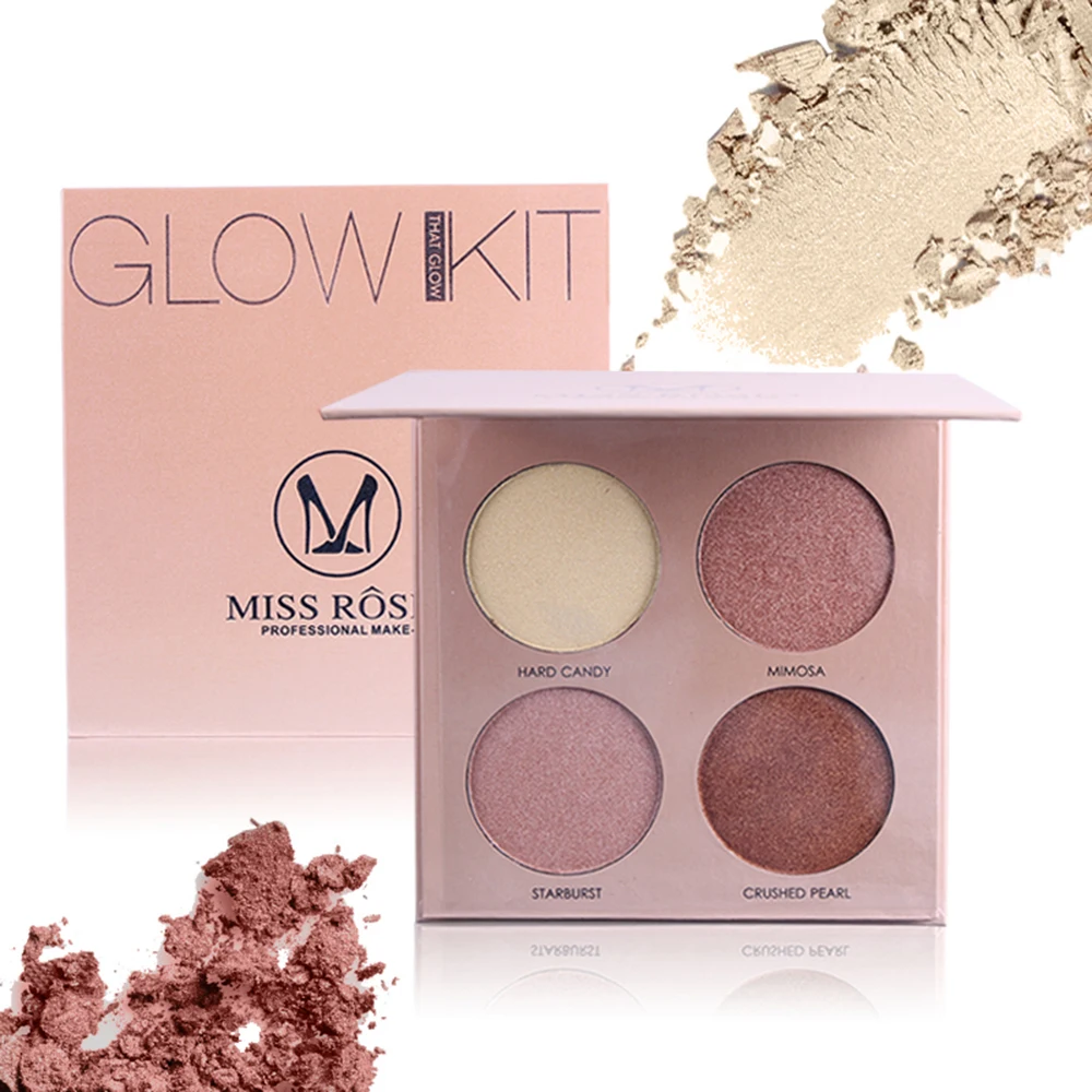 

MISS ROSE 4 Colors Pressed Highlighter Powder Palette Face Base Illuminator Makeup Contour Bronzer Highlight Shimmer Cosmetic
