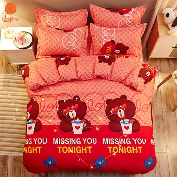 

New fashion cartoon bedding sets Watermelon Beer bed sheet duvet cover pillowcase soft comfortable king Queen Full size SJ68
