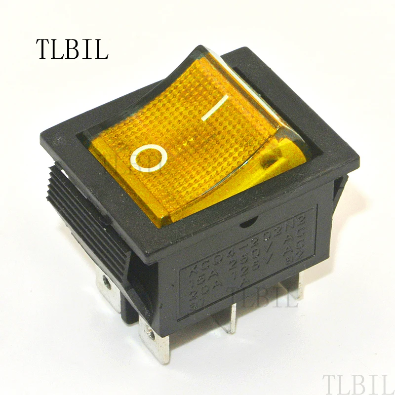 Большой KCD2 KCD4 202 красный желтый синий зеленый свет 6 Pin 2 файлы 16A/250V клавишный