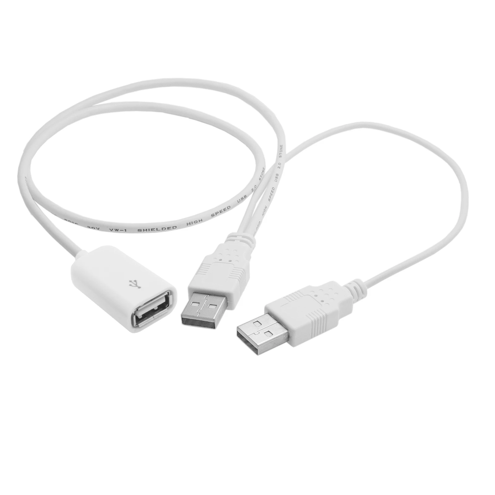

CYDZ Dual A Male to USB 2.0 Female Extra Power Data Y Extension Cable for 2.5" Mobile Hard Disk White