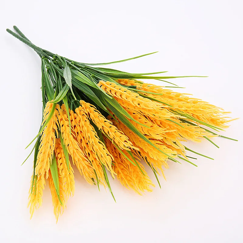 Flone Artificial Wheat Simulaiton Plant Paddy Plastic Fake Flowers Single Branch Small Bouquet Home Dining Table Decoration Art (5)