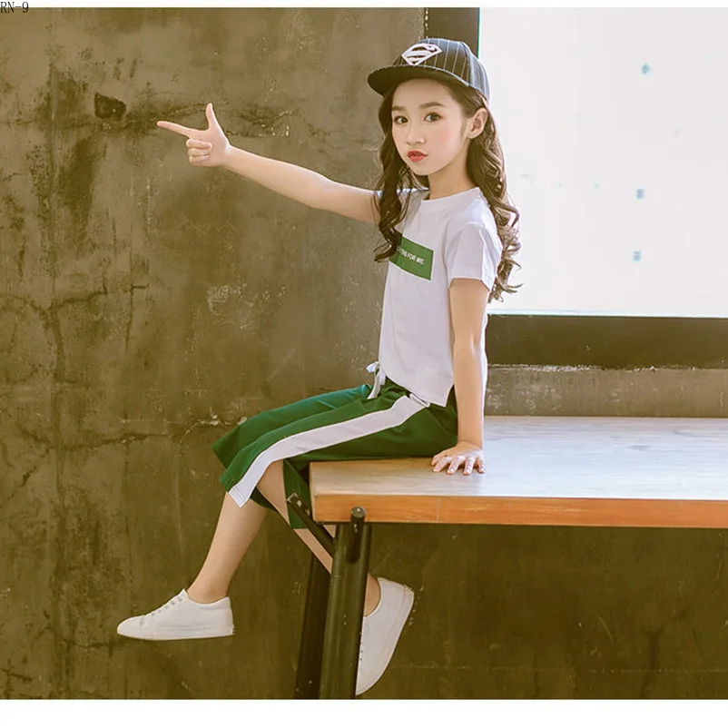 

2019 New Girls Fahion Children Set Summer Short Sleeve T-Shirt+Pants Kids Clothing Girls Casual Outwear Set Children's Day Gift