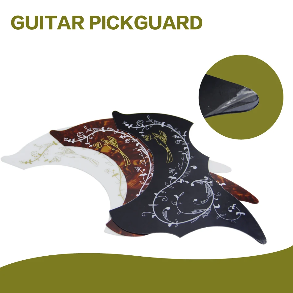 

Acoustic Guitar Pickguard Folk Guitar Anti-scratch Plate with Hummingbird Flower Decorative Pattern