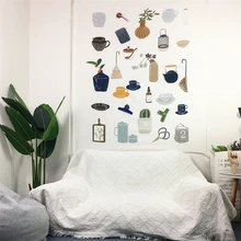 Daily Small Thing Pattern Girl's Bedroom Hanging Tapestry Home Decor Soft Wall Tapestry Multifunction Dustproof Cover 130*150cm Daily Small Thing Pattern Girl's Bedroom Hanging Tapestry Home Decor Soft Wall Tapestry Multifunction Dustproof Cover 130*150cm