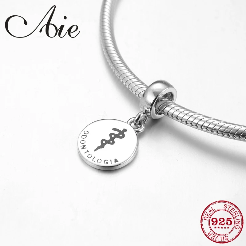 

925 Sterling Silver Dentistry round shape Pendants Charm Fit Original Pandora Charms Bracelet Jewelry making odontologia