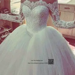 Vestido de Noiva Princesa Свадебные платья из Китая кружевное подвенечное платье с длинными рукавами 2017 Пышное Бальное платье Свадебные платья gelinlik