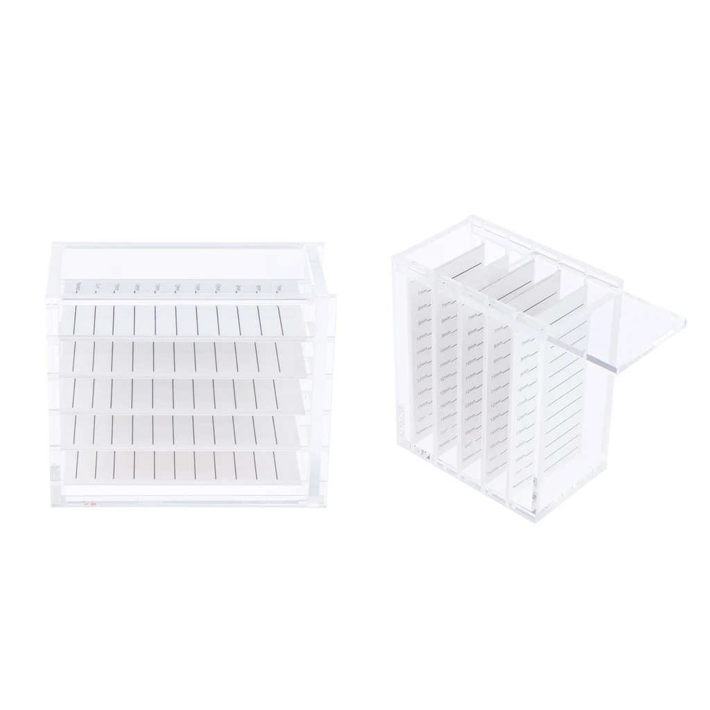 2pcs Acrylic 5-layer Fake Eyelash Lash Storage Case Organizer Makeup Pallet