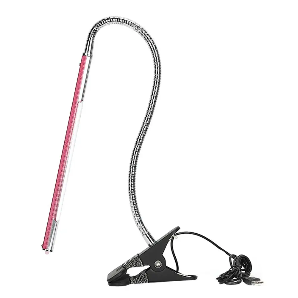 Rose red Портативная светодиодная USB Настольная лампа с зажимом Регулируемый Настольный свет для татуировки/маникюрные/Макияж Уход за кожей Nail Art Настольная лампа с зажимом - Цвет: Rose red
