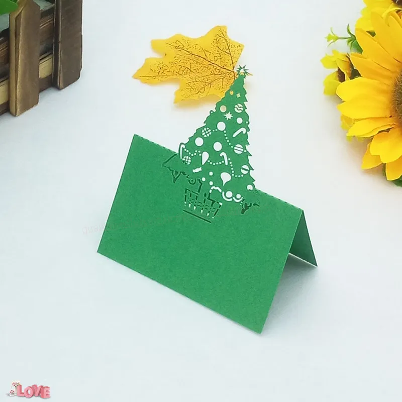 

100Pcs laser cut tree shape Christmas party wedding invitation table place seat card holiday birthday party decoration 7ZZ15