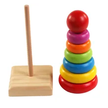 Детские деревянные игрушки, складывающиеся кольца, Обучающие блоки для детей, радужные игрушки