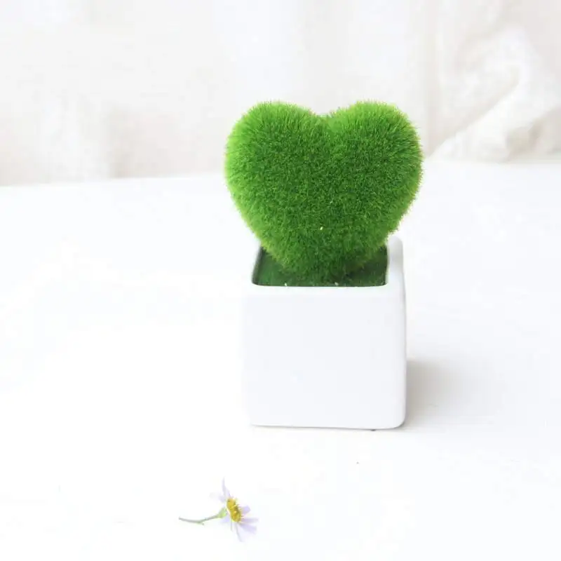 

New Flocking Simulation Plant Pot Set Five-pointed Star/Love Heart/Round Ball Home Office Artificial Plant Potted