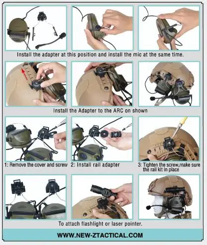 Lambul Тактический шлем адаптер Набор для гарнитура Comtac военный Peltor наушники Helm Rail