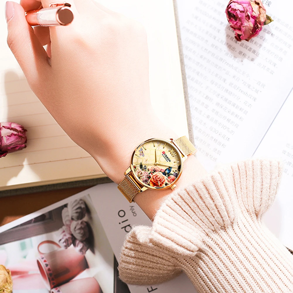 Часы CURREN золотые часы женские очаровательные браслет из нержавеющей стали кварцевые часы женские стильные наручные часы женские повседневные часы