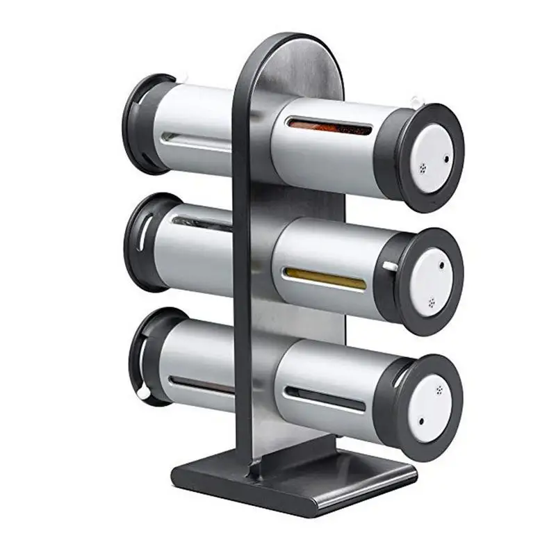 

Standing Magnet Spice Rack Kitchen 6 Pack Multi-function Seasoning Tank Iron Kitchen Tool