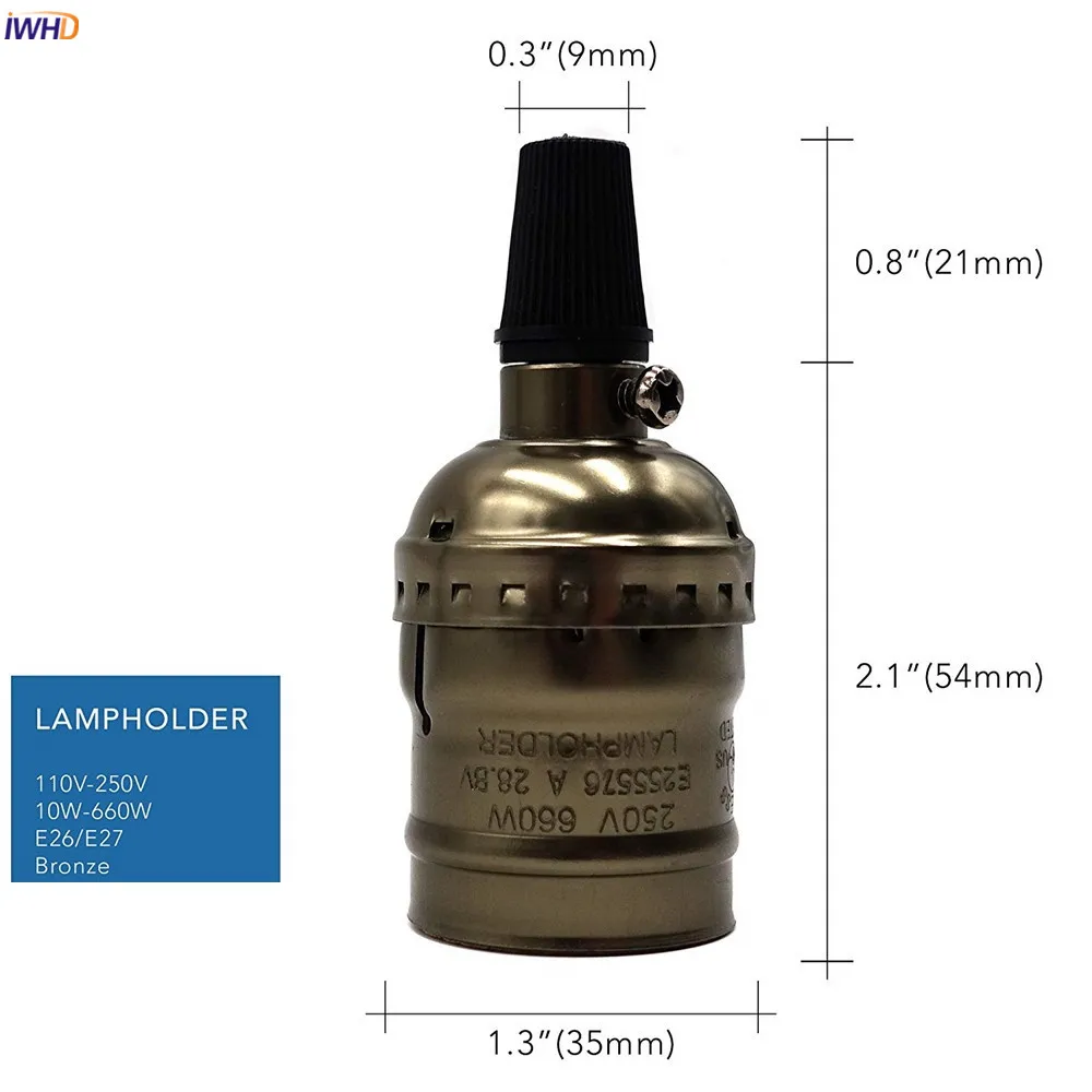 IWHD paortalamparas Винтаж Ретро E27 держатель лампы база Патрон Алюминий светодиодный фитинг E27 розетка светильник держатель лампы CE и UL - Цвет: E27