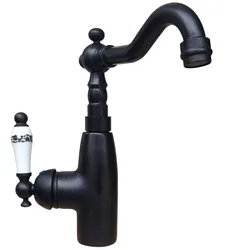 Black Oil Rubbed Brass Single Handle Swivel Spout Kitchen Sink Faucet  Cold & Hot Mixer Tap asf108