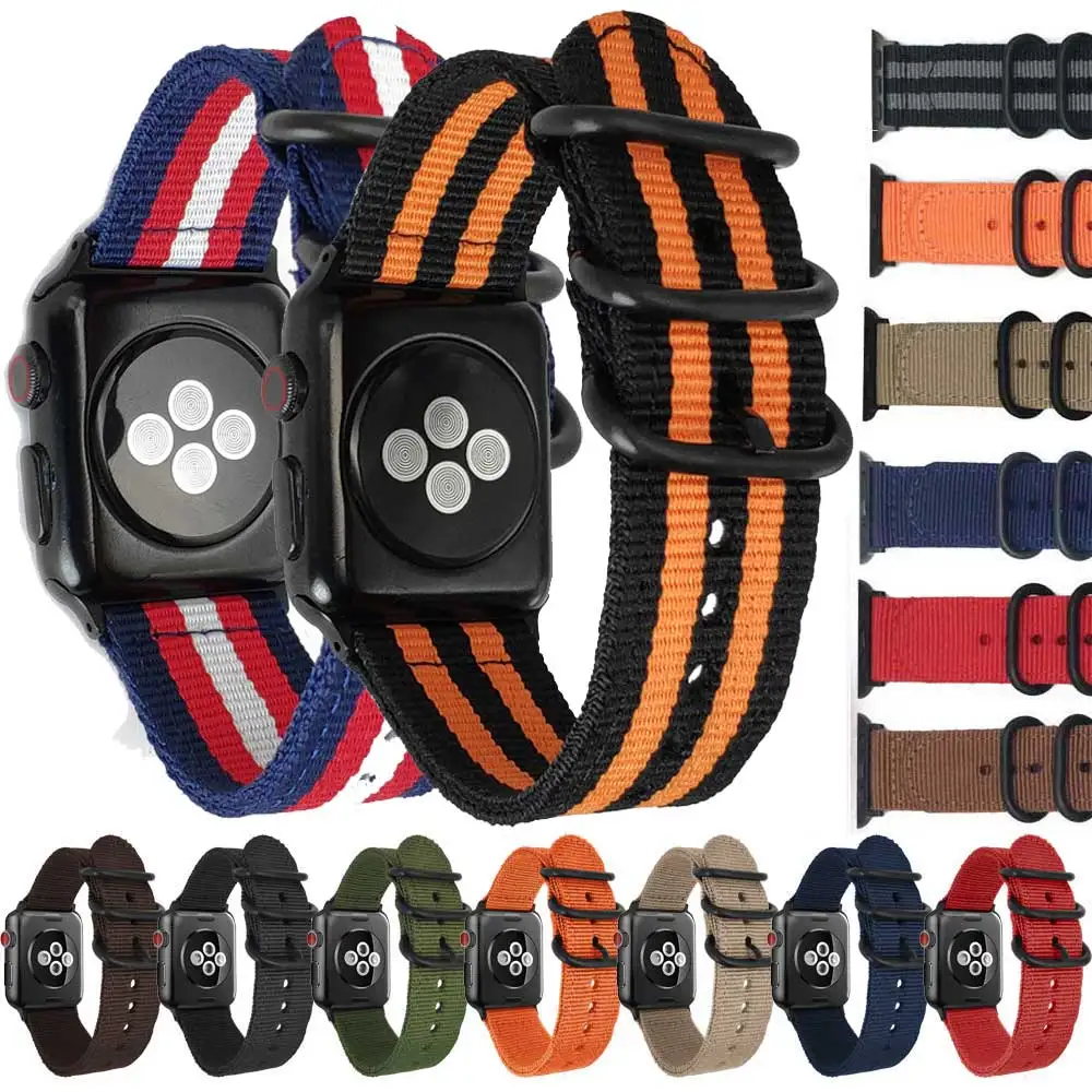 NATO Nylon Watch strap for Apple Watch band nylon 42mm iWatch 4/3/2/1 Strap 38mm with Zulu Rings