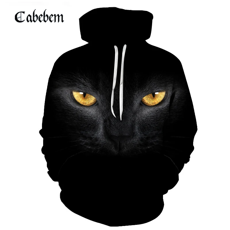 

2019 new fall men's pullover 3D black cat eye hoodie 3D digital printed sweatshirt men's/women's casual harajuku sportswear
