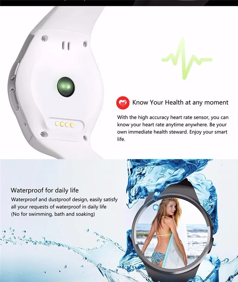 NIYOQUE KW18 умные часы с монитором сердечного ритма Смарт-часы для Apple samsung Android шагомер Здоровье Полный Круглый MTK2502C