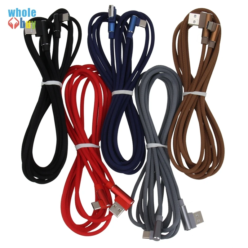 1M/2M/3M 90 도 패브릭 USB 케이블 5Pin 8Pin c형 충전기 어댑터 아이폰 삼성 갤럭시 S8 S9 화웨이 50 개/개