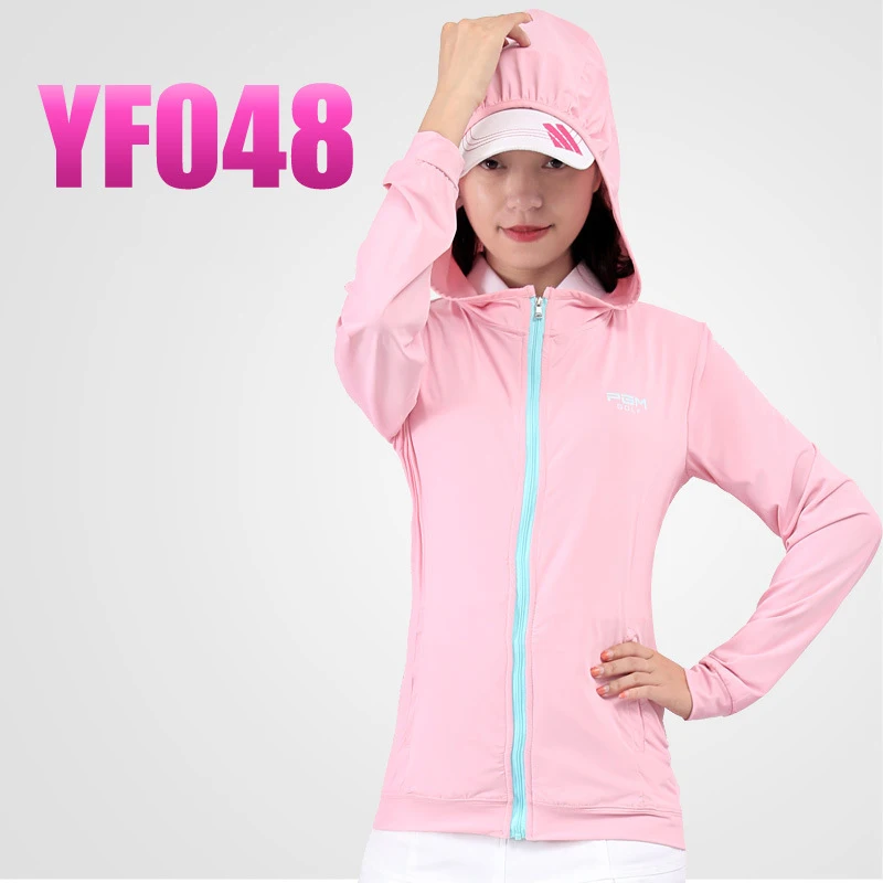 Pgm Golf Hooded Jackets Women Zipper Unti-Uv Sunscreen Thin Coat with Pocket Ladies Windproof Solid Sportswear D0508 | Спорт и