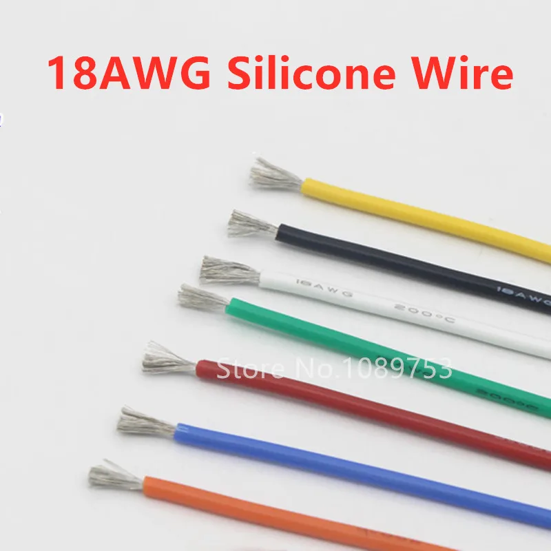1 метр 18AWG силиконовый провод ультра гибкий кабель 0.75mm2 высокая температура тест