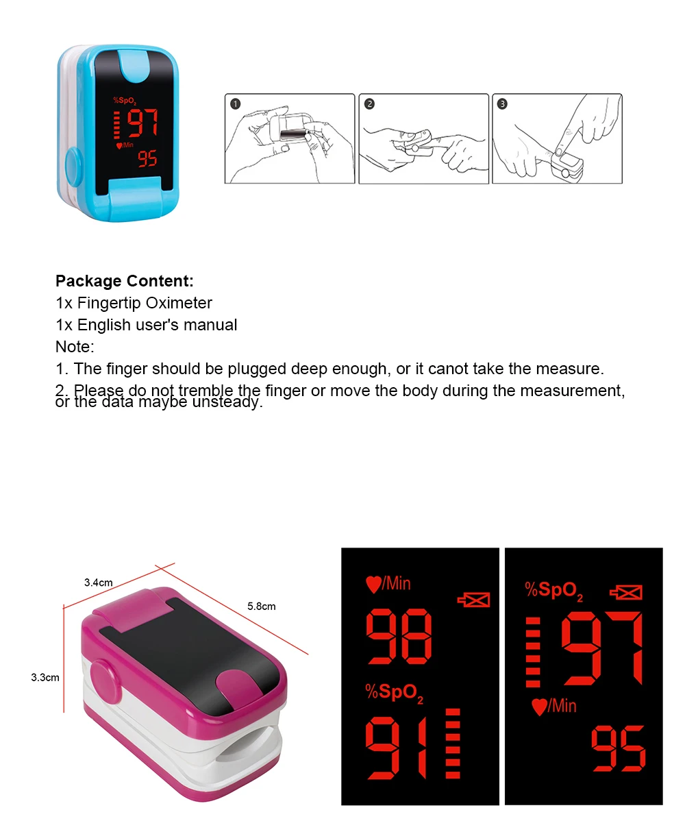 Oximetro De Dedo Finger Pulse Oximeter Blood Oxygen Saturometro SPO2 PR Oxymeter De Pulso Portable Saturator Pulsioximetro