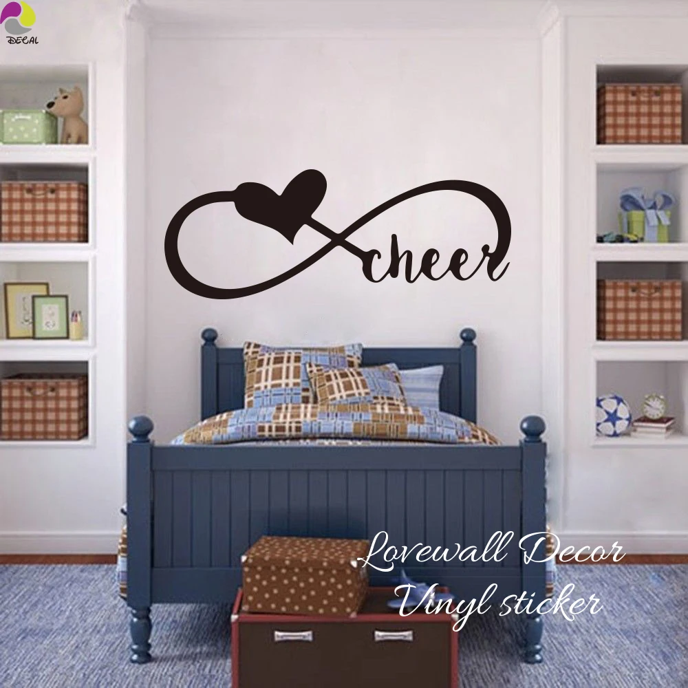 Infinity Cheer Quote Wall Sticker Bedroom Kids Room Infinity Cheering Decal Baby Nursery Football Basketball Sport Vinyl Decor