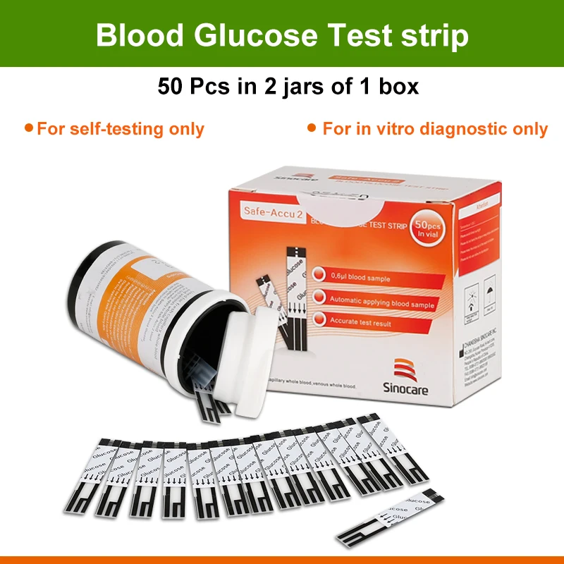 Sinocare Safe Accu2 50/100/200 шт тест полоски для глюкозы в крови с ланцеты иглы определения