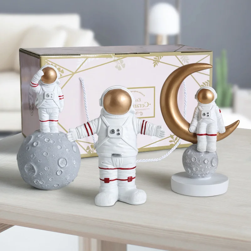 Творческий прекрасный современный астронавт миниатюрная Статуэтка из смолы ремесло домашний сад мода Настольный предметы мебели Свадебный декор - Цвет: 3pcs