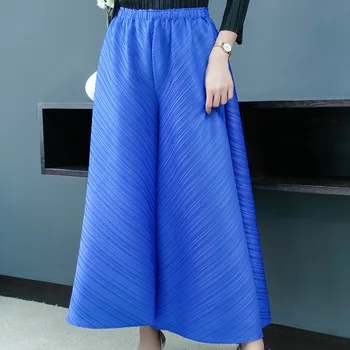 

Women Summer Thin Wide Leg Loose Pants Ankle Length Pants Casual Trouser Elastic Waist Plus Size Pants