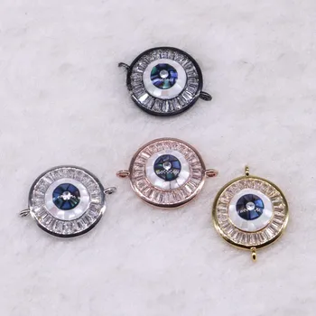 

8 Pcs Tiny round jewelry charms Double hoops connector Abalone color eye shape jewelry charms jewelry finding for lady3541