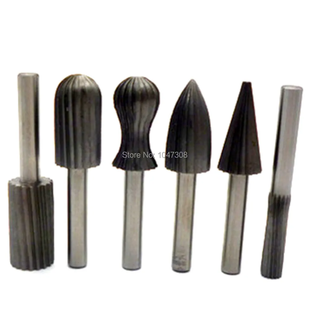 6pcs Rotary Burr Set Wood Carving File Rasp Power Drill Bits Rotary