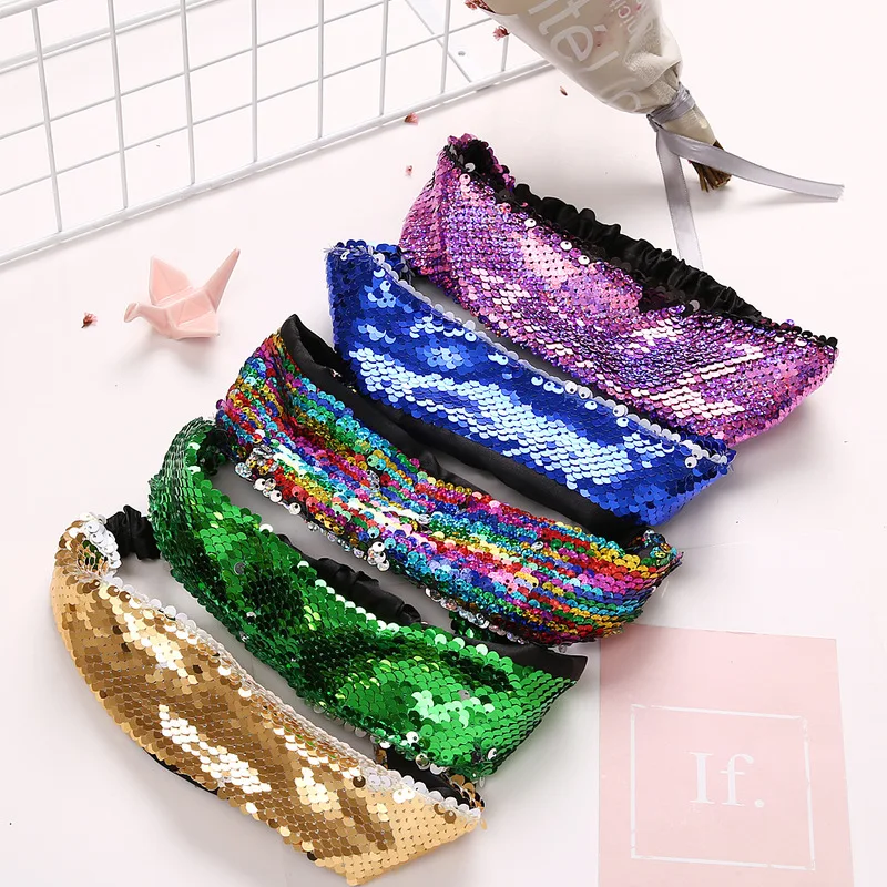 

colorful mermaid sequin hair accessories, wide-brimmed elastic band, baby or girls headband, ensure max comfort do not hurt hair