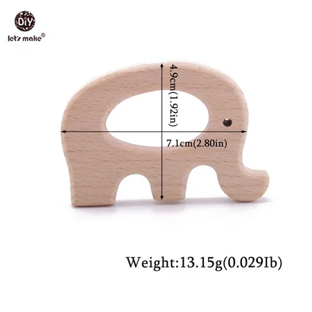 Let's Make 1PC Baby Teether Animal Wood Rings Elephant Camera Heart BPA Free Wooden Teether Nursing Accessorie Teething Toys elephant
