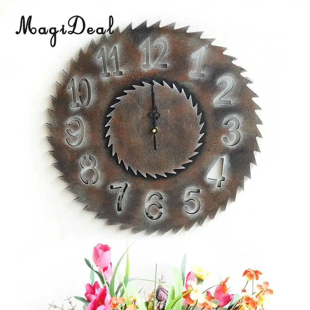 Industrial European Vintage 3D Rustic Decorative Gear Wooden Vintage Wall Clock