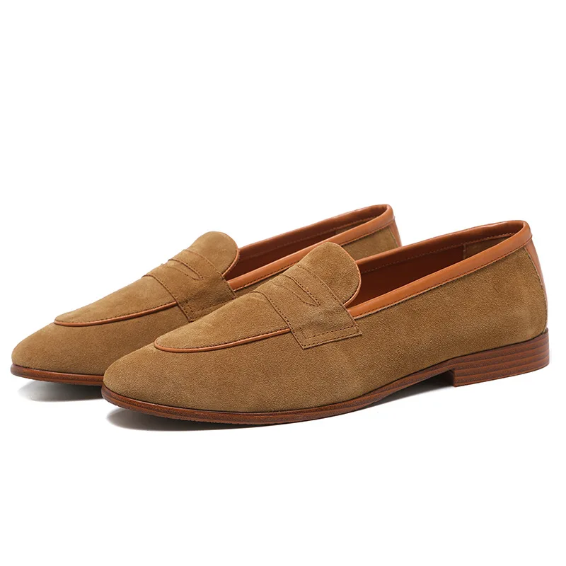 Mens Casual Brands Slip On Suede Shoes Men Loafers Moccasins Genuine Leather Driving Sneakers Zapatillas Hombre