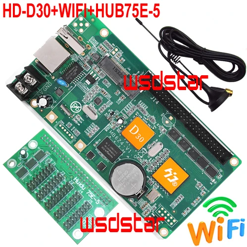 

HD-D30+WIFI+HUB75E-5 5*HUB75E Support 1-32 Scan Support P2 P2.5 P3 P4 P5 P6 P8 P10 LED screen control card 256*128 1024*64 D30
