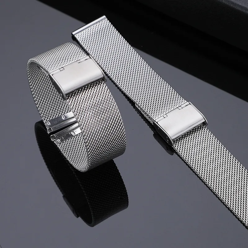 

12/14/16/18/20/22 mm 24mm Fashion Milanese Bracelet Stainless Steel Watchband men women Watch Band Silver Strap Accessories