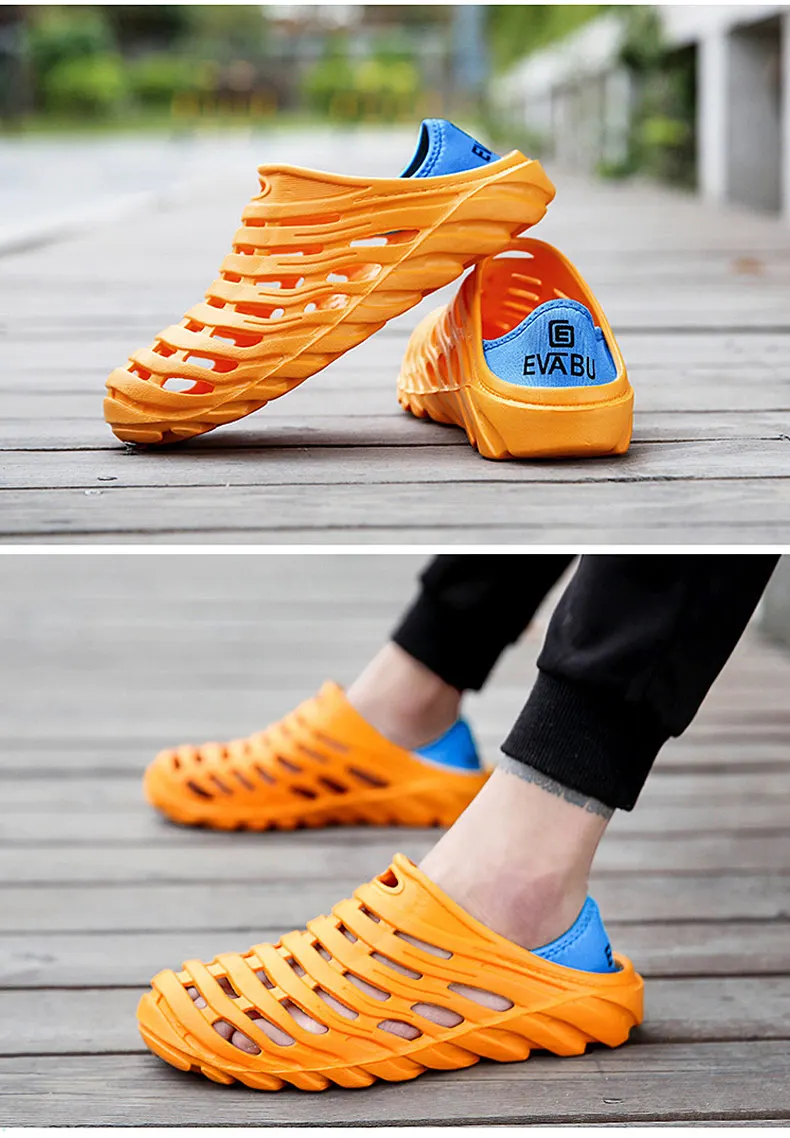 1 (16)Sandals Mesh Shoes Men Breathable Beach Slippers Sport Water Socks Hollow Aqua Wading Shoes Chaussure Homme