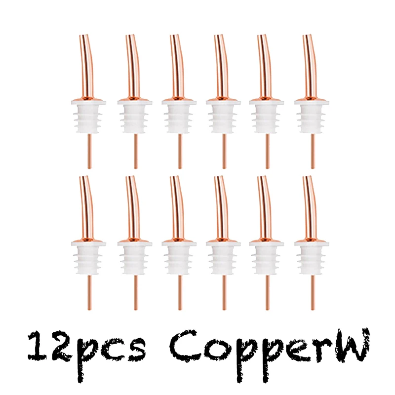 CopperW Set of 12 Вино Pourer Пробка бутылки Pourer Pourers для ликера Бутылка пробка с коническим носиком набор аксессуаров для бара 12 - Цвет: CopperW Set of 12