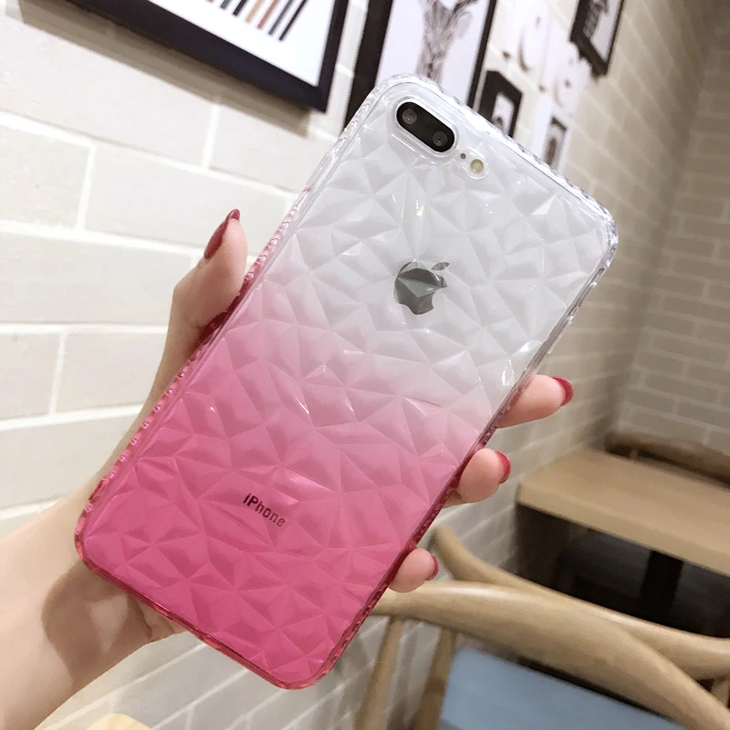 Мягкий градиентный чехол для iPhone X XS MAX с кристаллами внутри цветной s 6 S 7 8 Plus