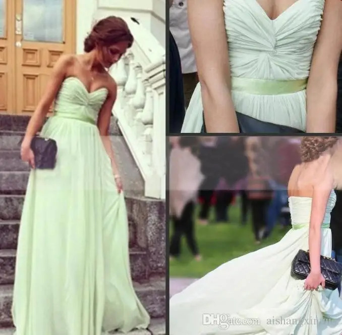 Элегантный зеленый длинные Платья Невесты 2016 милая pleat тюль женщины свадебный гость платье для формальных платье-де-феста
