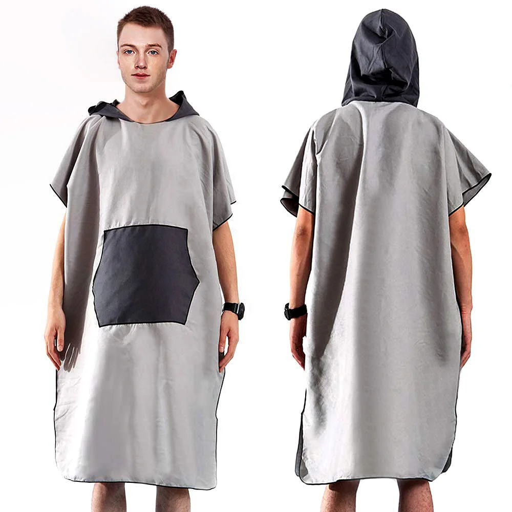 

Microfiber Beach Adult Changing Robe Poncho with Hooded Quick Dry Bathrobe Bath Wetsuit Changing Towel for Swimming Pool Surfing